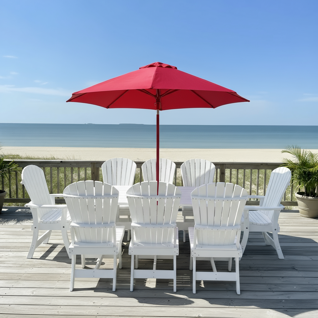 Poly Dining Set for 8 with 6' Trestle Table