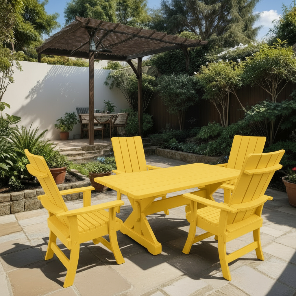 Poly-Luxe Recycled Plastic Modern Dining Set for 4 with 5' Table